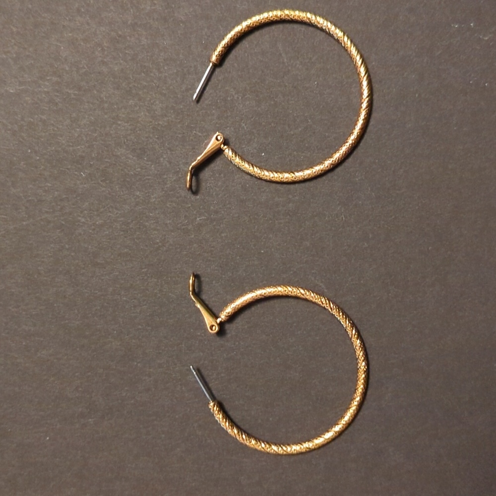 Gold Toned Hoop Earrings - Picture 3 of 5